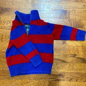 2t Ralph Lauren quarter zip red and blue stripe sweater